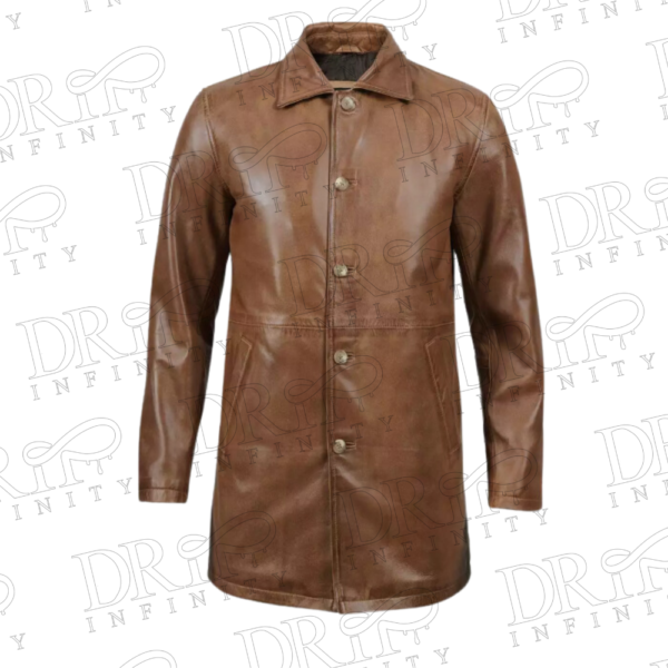 DRIP INFINITY: Men's Camel Brown Length Leather Coat