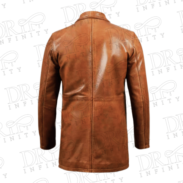 DRIP INFINITY: Men's Tan Leather Coat (Back)