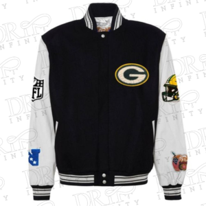 DRIP INFINITY: Women's Packers Varsity Wool & Leather Jacket