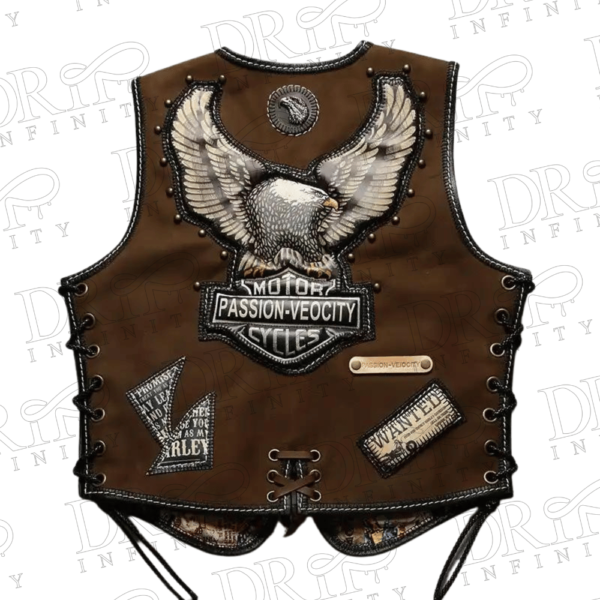 DRIP INFINITY: Dark Brown Horsehide Biker Vest (Back)