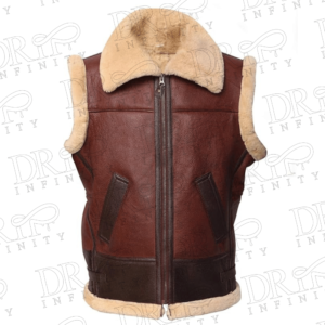 DRIP INFINITY: Men's Brown Shearling Sheepskin Leather Vest