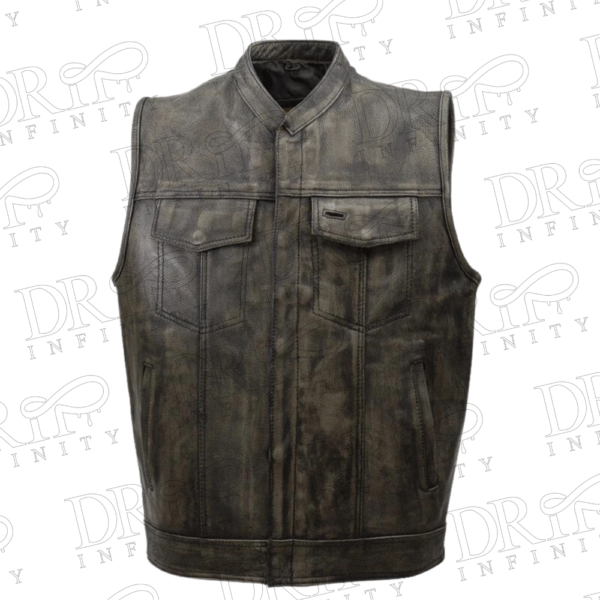 DRIP INFINITY: Men's Distressed Brown Leather Biker Vest