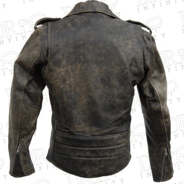 DRIP INFINITY: Brando Distressed Black Leather Jacket (Back)