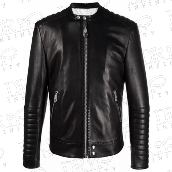 DRIP INFINITY: Men's Black Quilted Leather Jacket Café Racer