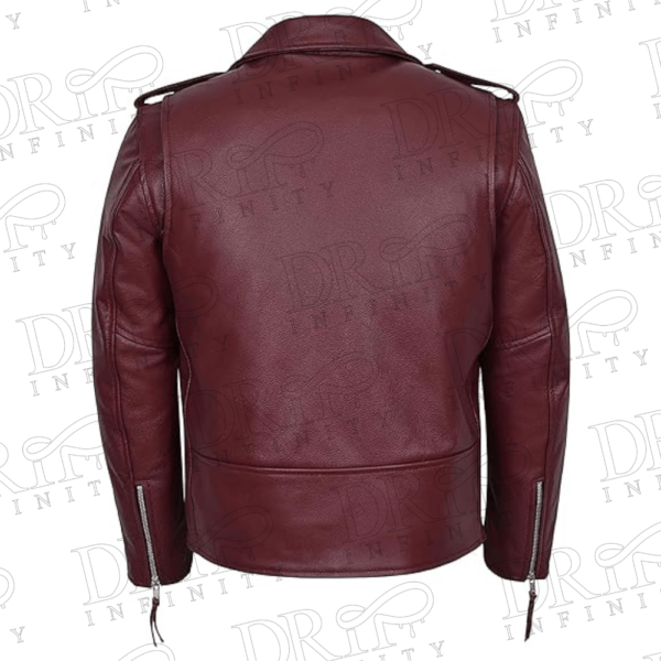DRIP INFINITY: Edward Maroon Biker Leather Jacket (Back)