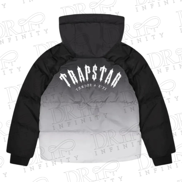 DRIP INFINITY: Trapstar Black Gradient Irongate Hooded Puffer 2.0 Jacket (Back)