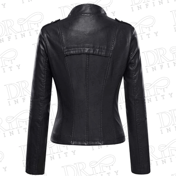 DRIP INFINITY: Women’s Zip Up Moto Leather Jacket (Back)