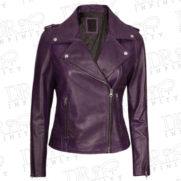 DRIP INFINITY: Women’s Motorcycle Purple Leather Jacket