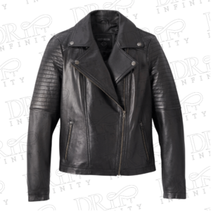 DRIP INFINITY: Women's Classic Biker Debossed Leather Jacket