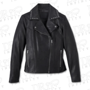 DRIP INFINITY: Women's Classic Eagle Studded Leather Jacket