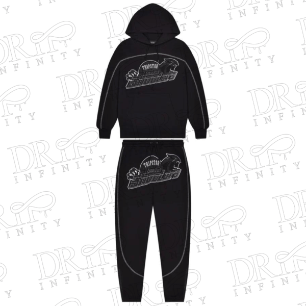 DRIP INFINITY: Men's Black Shooters Arch Panel Hooded Tracksuit
