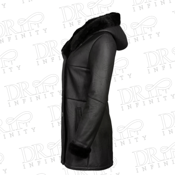 DRIP INFINITY: Victoria Black Shearling Leather Coat
