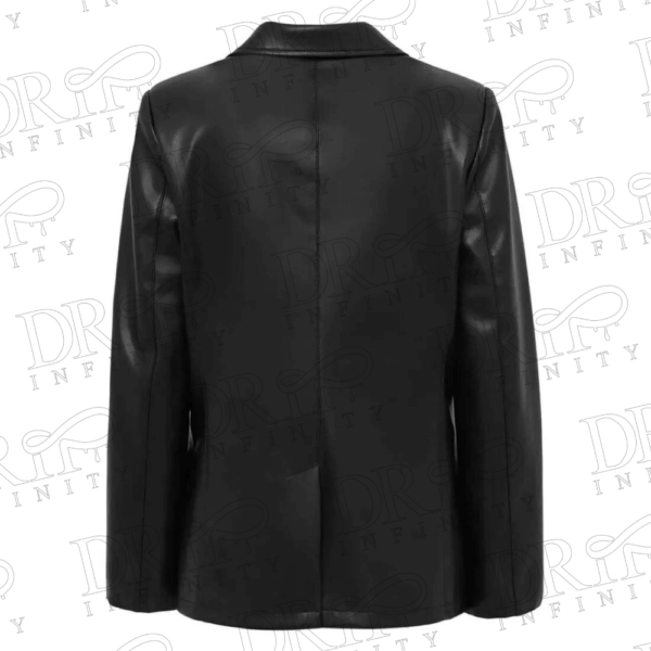DRIP INFINITY: Women's One Button Black Leather Fitted Blazer (Back)