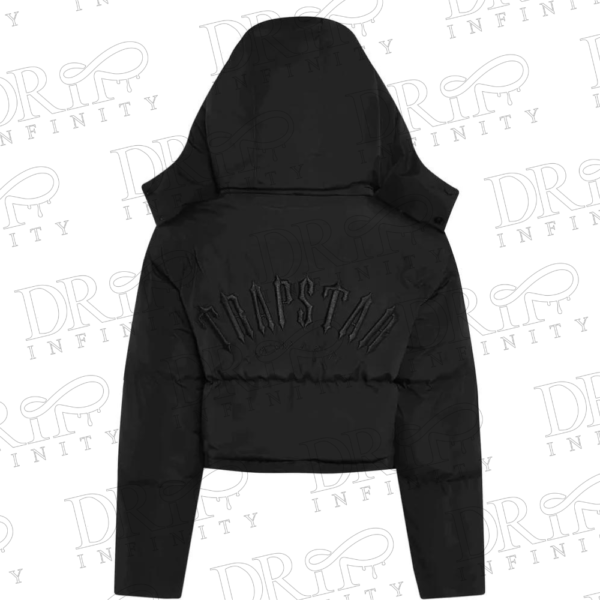 DRIP INFINITY: Women's Black Trapstar Irongate Detachable Hooded Puffer Jacket (Back)