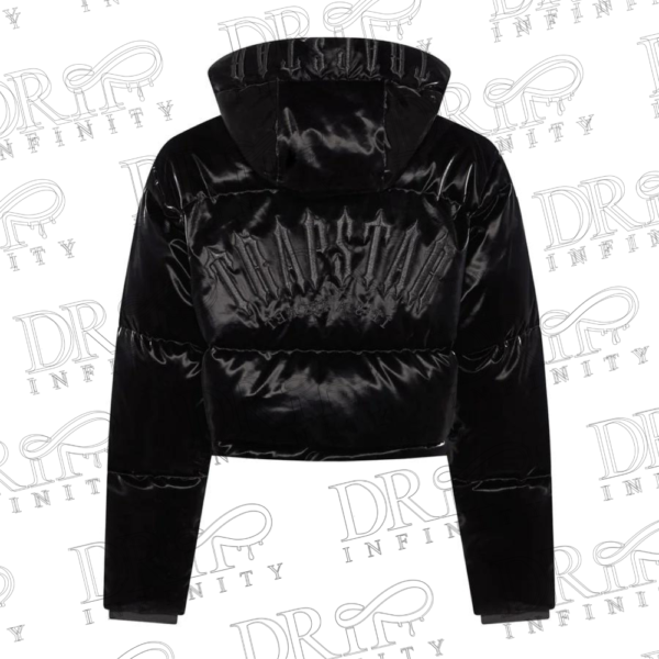 DRIP INFINITY: Women's Shiny Black Trapstar Irongate Hooded Jacket (Back)