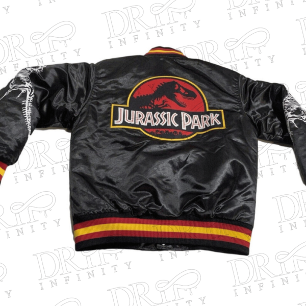 DRIP INFINITY: Men's Jurassic Park Black Varsity Jacket (Back)