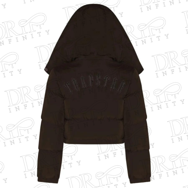 DRIP INFINITY: Women’s Brown Trapstar Irongate Detachable Hooded Puffer Jacket (Back)