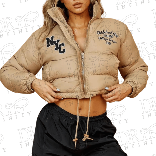 DRIP INFINITY: Women's Cropped NYC Logo Puffer Jacket