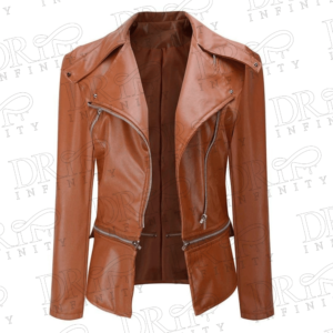 DRIP INFINITY: Women’s Real Leather Short Fashion Biker Jacket