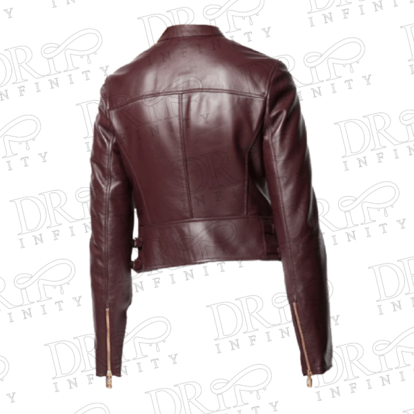 DRIP INFINITY: Women's Sparkling Choco Brown Biker Leather Jacket (Back)