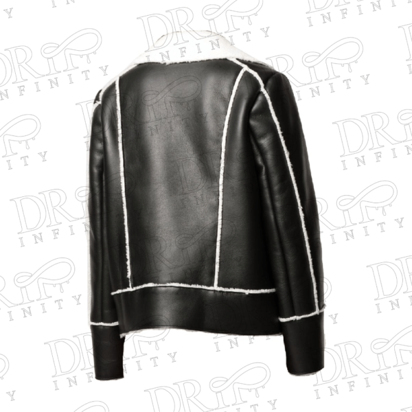DRIP INFINITY: Women's Black Shearling Fur Leather Jacket (Back)