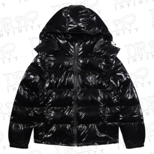 DRIP INFINITY: Trapstar Shiny Black Irongate Detachable Hooded Puffer Jacket