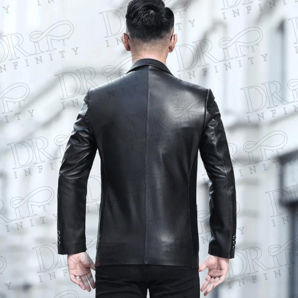 DRIP INFINITY: Men's Slim Fit Single Breasted Genuine Leather Blazer (Back)