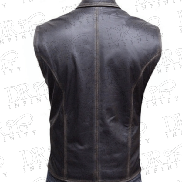 DRIP INFINITY: Hell On Wheels Anson Mount Distressed Brown Leather Vest (Back)