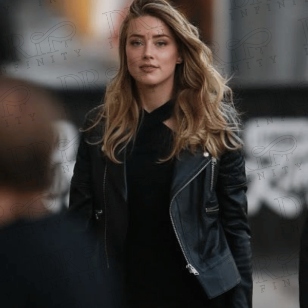DRIP INFINITY: American Actress Amber Laura Heard Leather Jacket