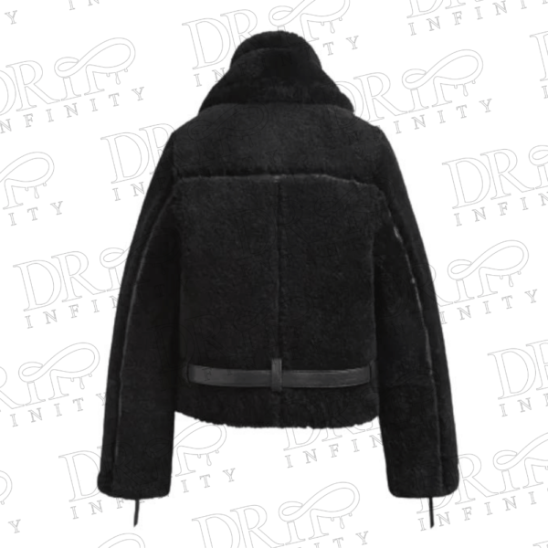 DRIP INFINITY: Women's Black Shearling Leather Jacket (Back)