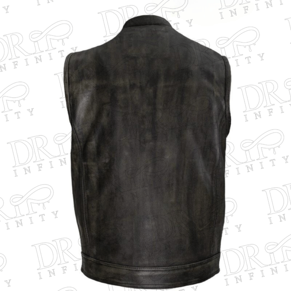 DRIP INFINITY: Men's Distressed Brown Leather Biker Vest (Back)