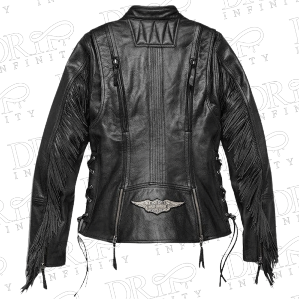 DRIP INFINITY: Women's Boone Fringed Leather Jacket (Back)