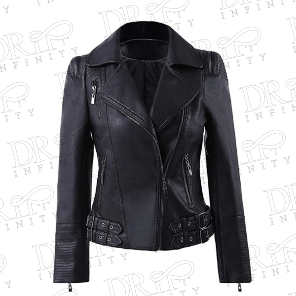 DRIP INFINITY: Women’s Zip Up Moto Leather Jacket