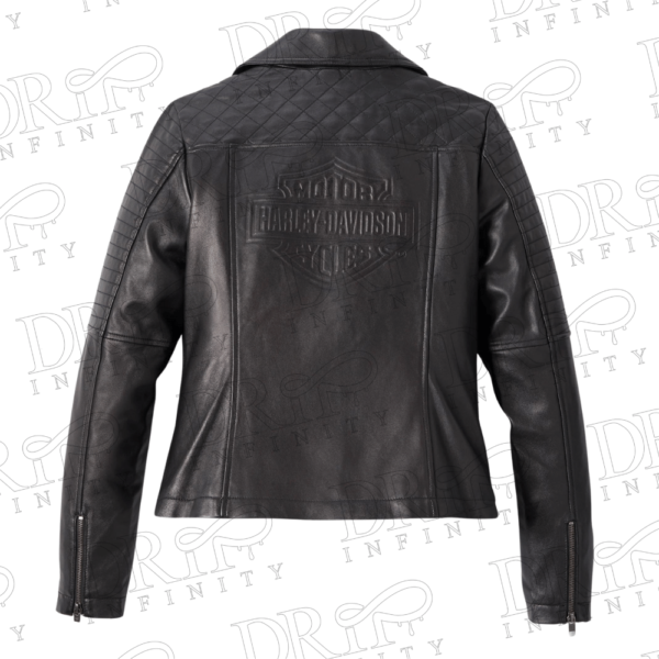 DRIP INFINITY: Women's Classic Biker Debossed Leather Jacket (Back)
