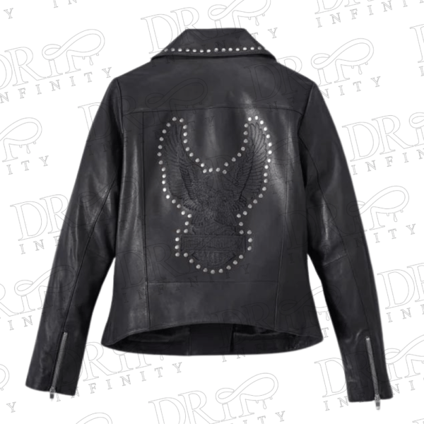 DRIP INFINITY: Women's Classic Eagle Studded Leather Jacket (Back)