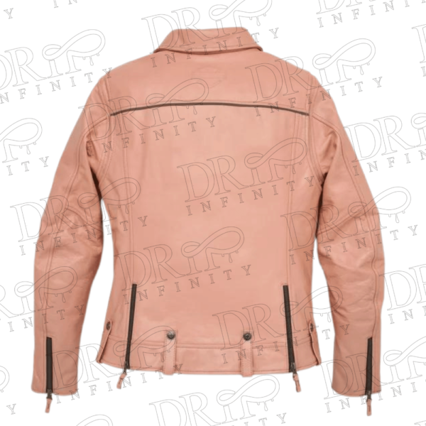 DRIP INFINITY: Women's Dusty Pink Vixen Lane Leather Riding Jacket (Back)