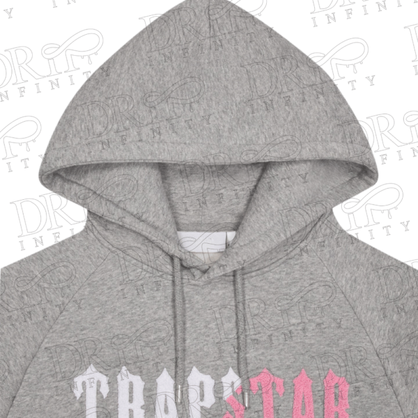 DRIP INFINITY: Men's Grey & Pink Decoded Chenille Hooded Tracksuit