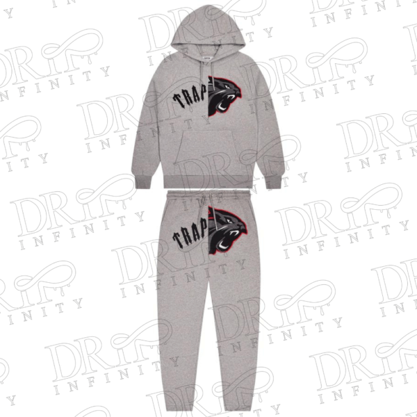 DRIP INFINITY: Men's Grey & Red Arch Shooters Hoodie Tracksuit