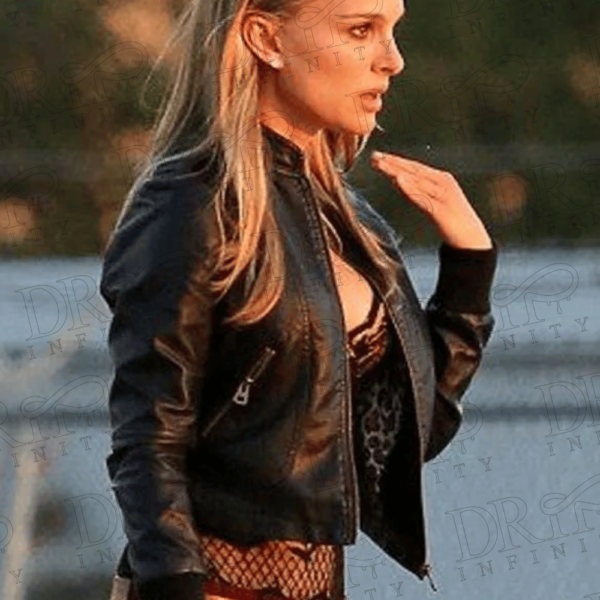 DRIP INFINITY: Natalie Portman Black Biker Leather Jacket