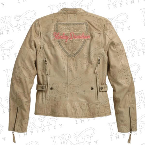 DRIP INFINITY: Harley Davidson Women's Gremlin Shield Triple Vent Leather Jacket (Back)