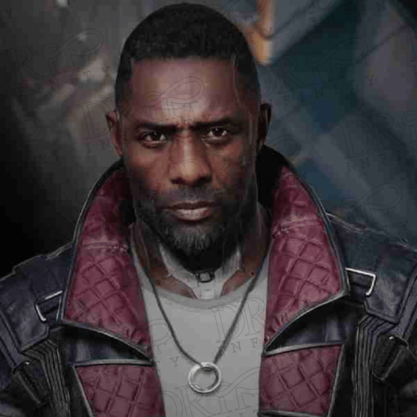 DRIP INFINITY: Idris Elba Cyberpunk 2077 Phantom Liberty Solomon Reed Black Leather Coat