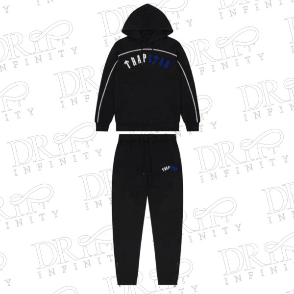DRIP INFINITY: Men's Black Ice Irongate Chenille Arch Hooded Tracksuit