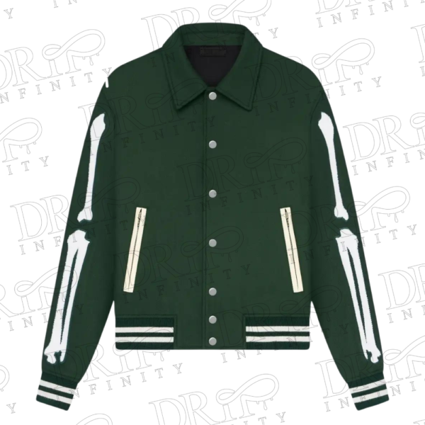 DRIP INFINITY: Men's Green Bones Wool Varsity Jacket