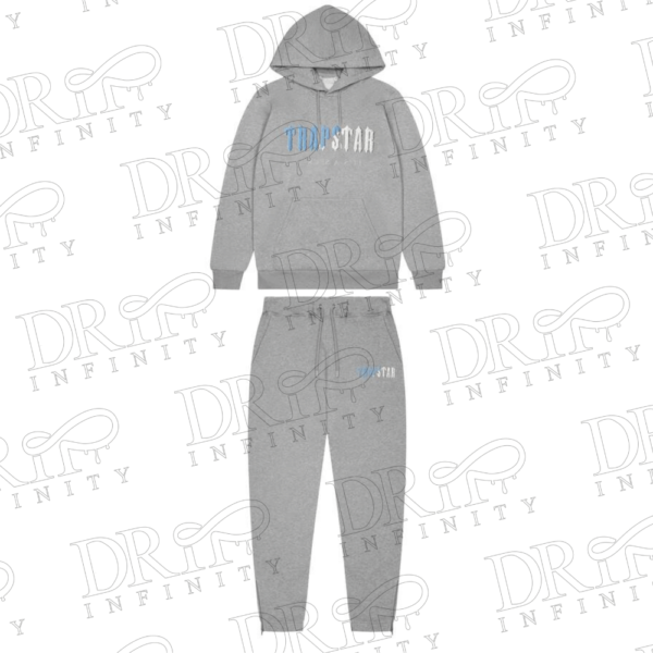 DRIP INFINITY: Men's Grey Ice Decoded Chenille Hooded Tracksuit