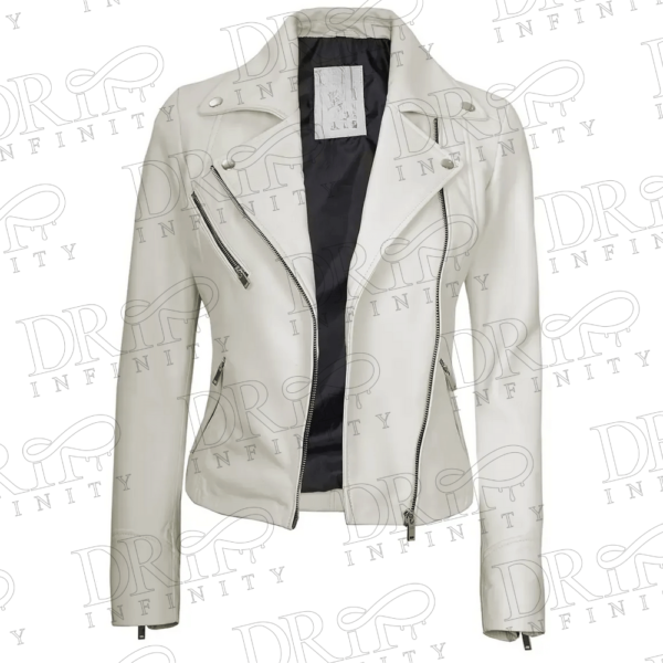 DRIP INFINITY: Women's Moto Off White Leather Jacket