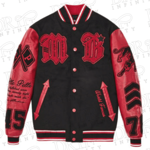 DRIP INFINITY: Pelle Pelle World Famous Black & Red Varsity Jacket