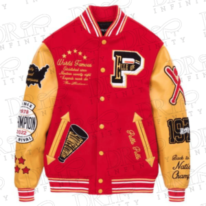 DRIP INFINITY: Pelle Pelle World Famous Red & Gold Varsity Jacket