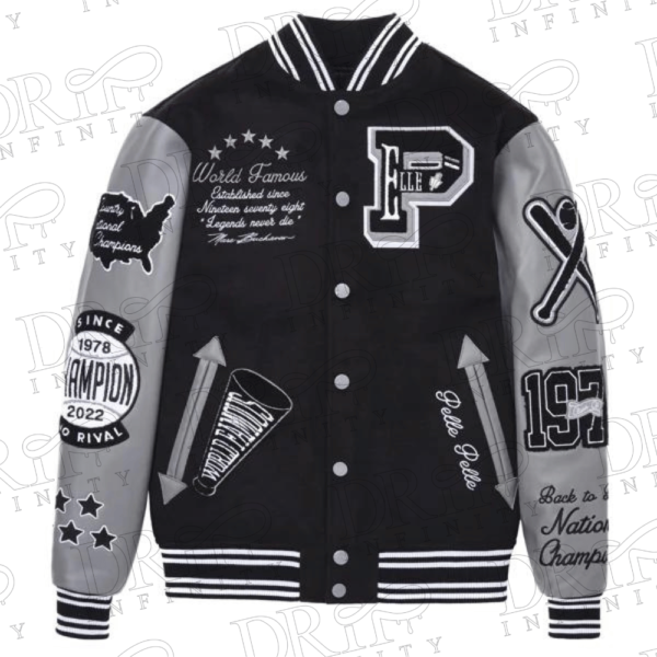 DRIP INFINITY: Pelle Pelle World Famous Black Varsity Jacket