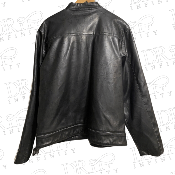 DRIP INFINITY: Men's Striped Biker Leather Jacket (Back)