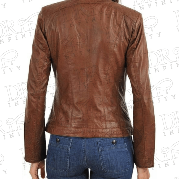 DRIP INFINITY: Women's Brown Genuine Leather Jacket (Back)